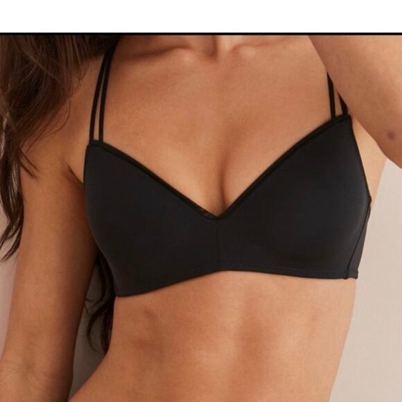 Aerie Women’s Real Happy Two-Way Wireless Push Up Bra Size 32D Black - Picture 1 of 12